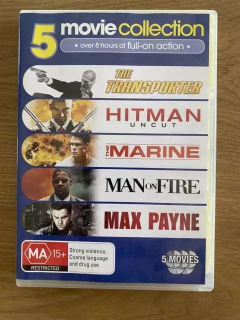 5 Action Movie Collection DVD-The Transporter-Hitman-The Marine ++ Free Post