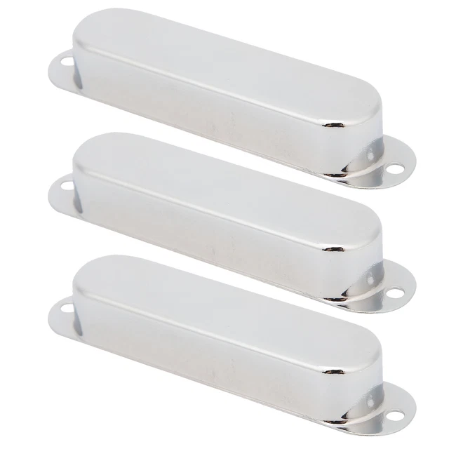 (Silver)3x Closed Pickup Cover Single No Hole Brass Instrument Guitar Music JFF