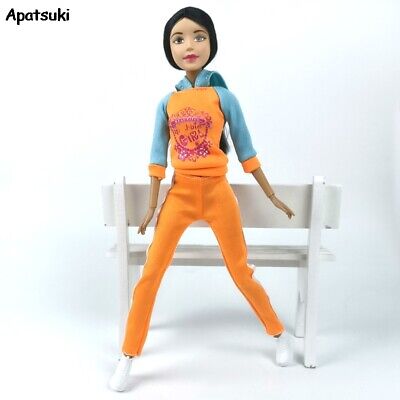Orange Outfits For 11.5" Doll Clothes Yoga Sport Wear Handmade Hoodies & Pants