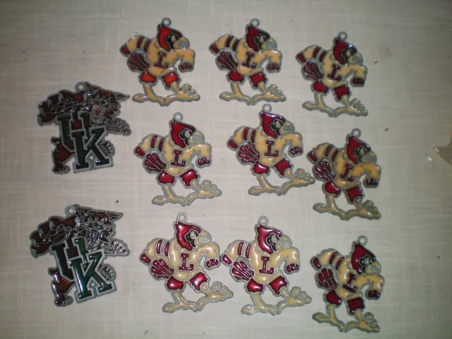 Lot Of 11 Louisville Cardinals Kentucky Wildcats Stained Glass Ornaments