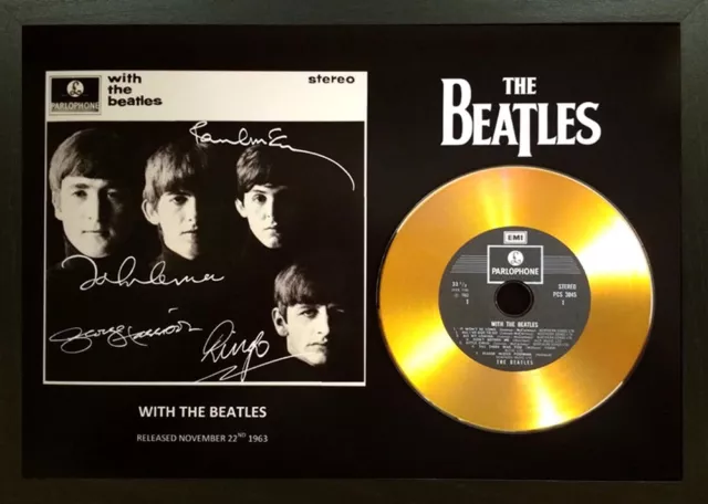 The Beatles 'With The Beatles' Signed Photo Gold Cd Disc Collectable Memorabilia