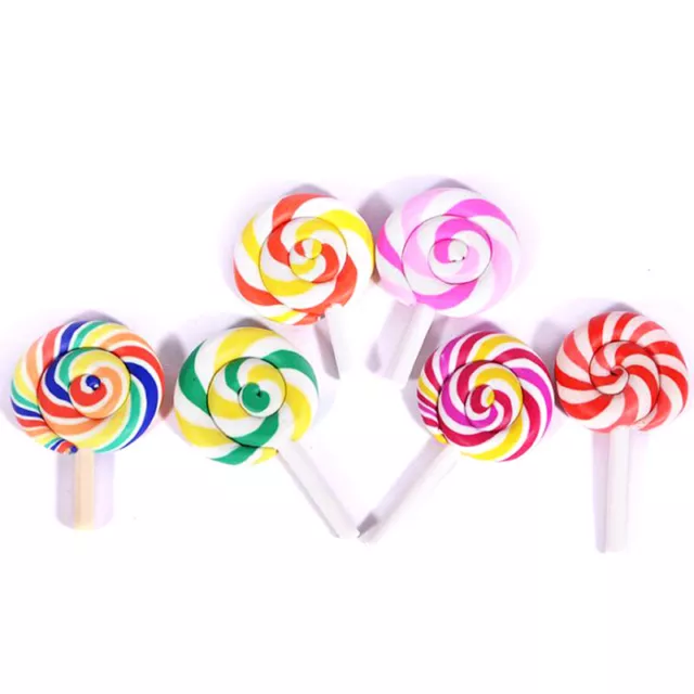 4Pcs Rainbow Color Lollipops Dollhouse Party Candy Miniature Lollipops RQ
