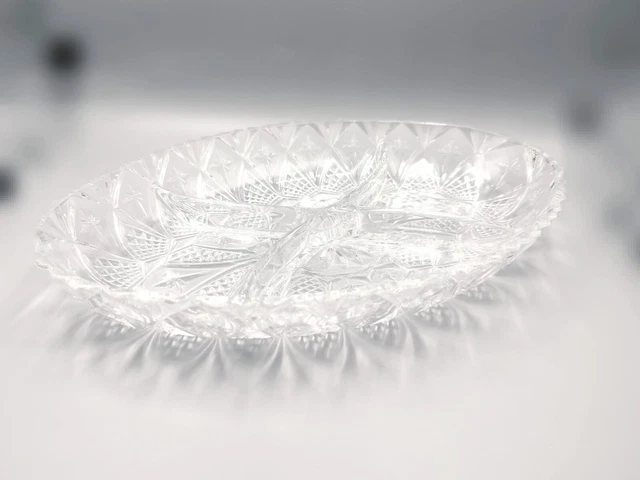 Plateau Serviteur en Verre Ciselé Intérieur Lisse Déco Rebords 4 Compartiments
