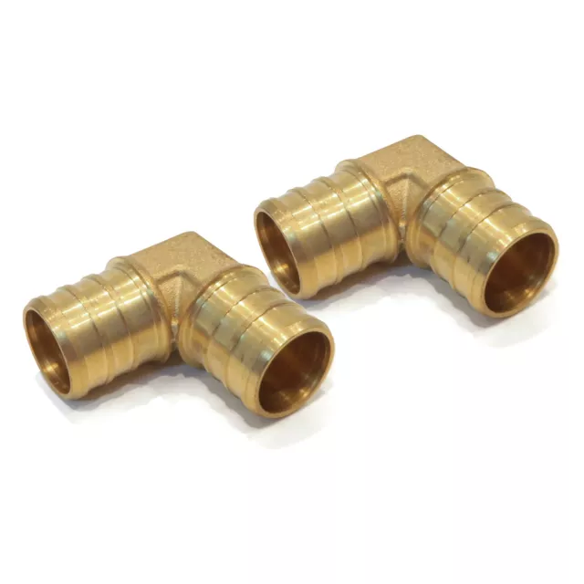 (2) New 3/4" x 3/4" PEX 90 DEGREE BRASS ELBOWS Fitting Barbed Coupler LEAD FREE