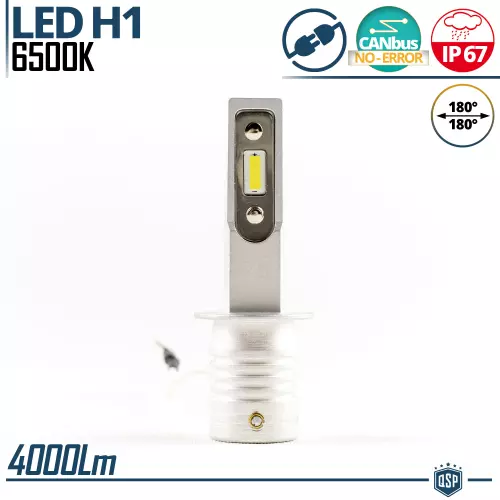 Lampada Auto Moto FULL LED H1 BIANCO POTENTE 6500K 4000LM CANBUS ANTI SFARFALLIO