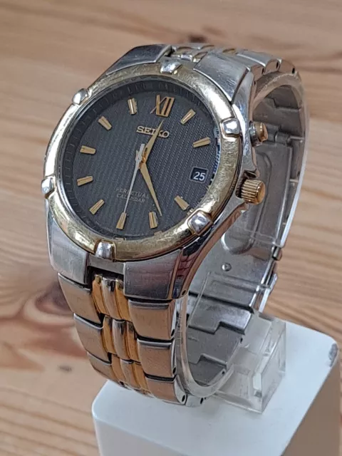 SEIKO 6A32 PERPETUAL Calendar 100M - Stainless & Gold Tone Men's Wristwatch  $ - PicClick