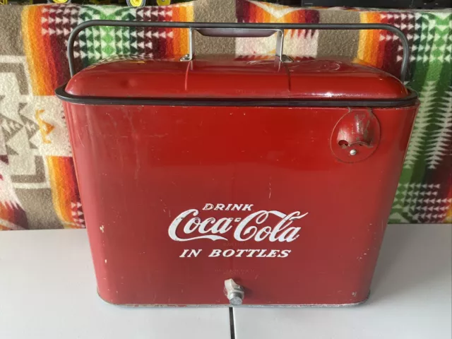 RARE Vintage Original 1950s Coca Cola Cooler Red Drain Bottle Opener and Tray