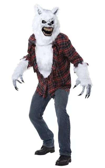 White Lycan Werewolf Adult Mens Fancy Dress Halloween Costume