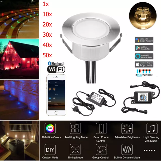 1-50x Φ30-Φ61mm RGB/RGBW WIFI Bluetooth LED Deck Lights Kitchen Garden Lighting