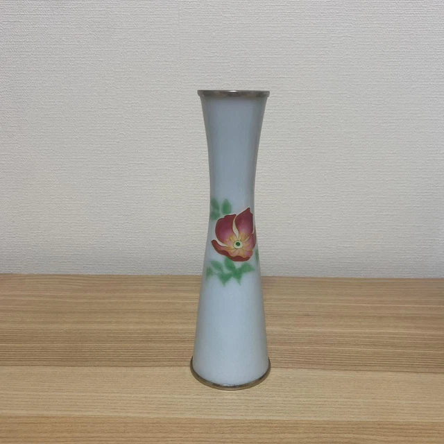 Ando Cloisonne ware Tube Vase 7.8 inch flower pattern Japanese art
