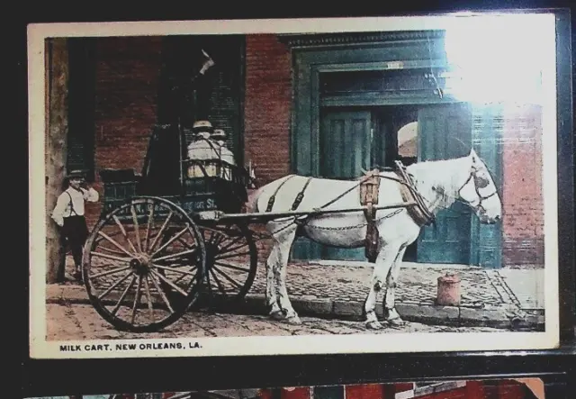 New Orleans, LA vintage Black Americana post card  Milk Cart post card