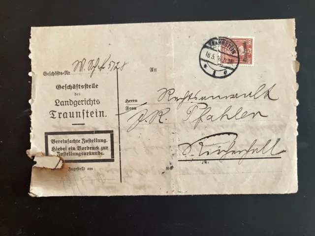 D112 EF Geschäftsstelle Landgerichtes Traunstein Bad Reichenhall 1928 gelaufen