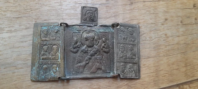 Small Russian Orthodox metal ( cooper ) Icon, Russian Empire period.. 