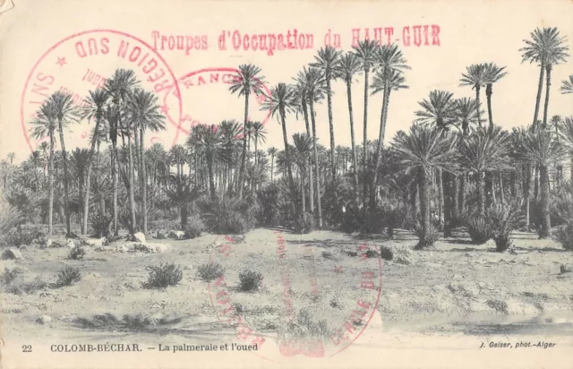 CPA ALGERIE  COLOMB BECHAR LA PALMERAIE ET L'OUED (affranchissement militaire