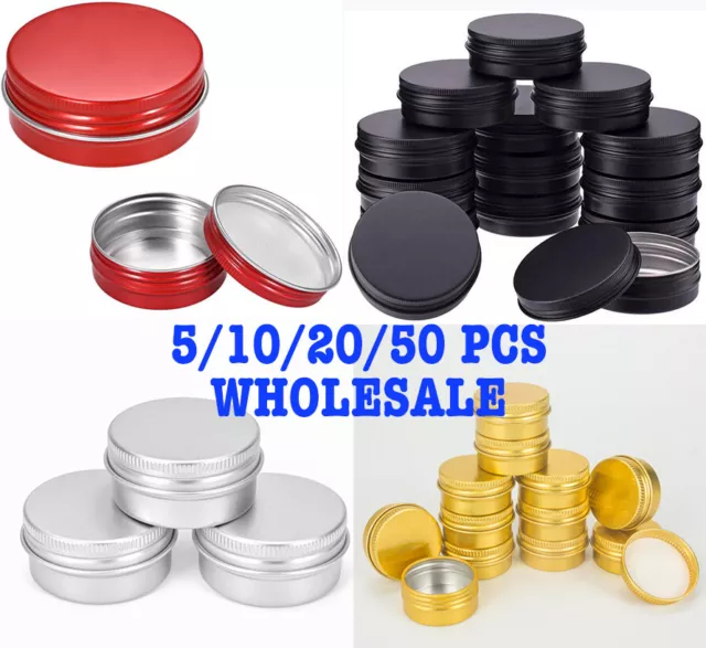 5-250ml Empty Aluminium Cosmetic Pot Jar Tin Container Box Screw Lid Craft Lot