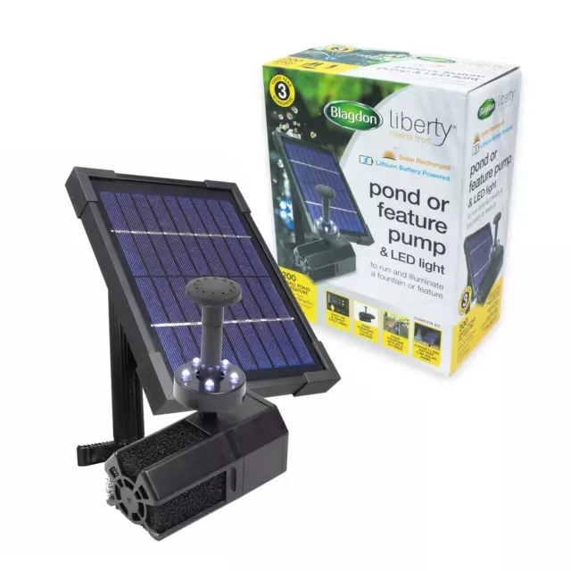 Blagdon Liberty 200 Teichpumpe Led Licht Solarbatterie Betrieben Funktionsbrunnen