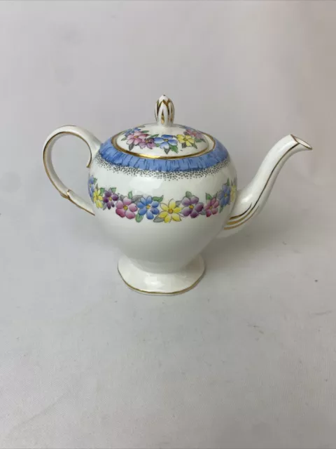 Foley EB 1850 White Blue Floral Small Bone China Teapot Antique Collectable ED