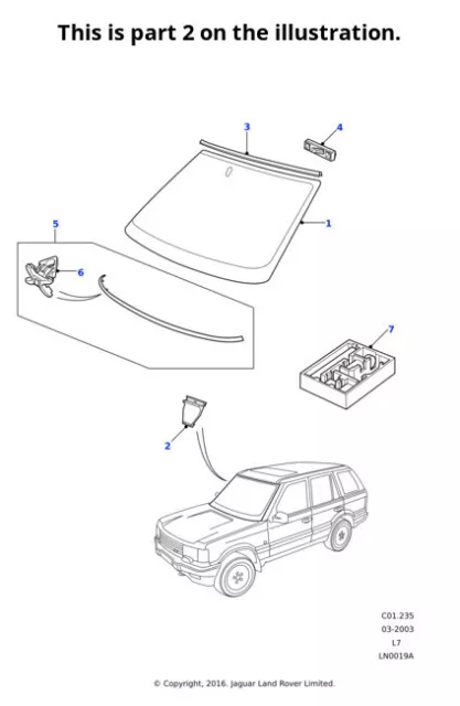 Land Rover Genuine Support Windscreen Glazing Fits Range Rover CMC100150