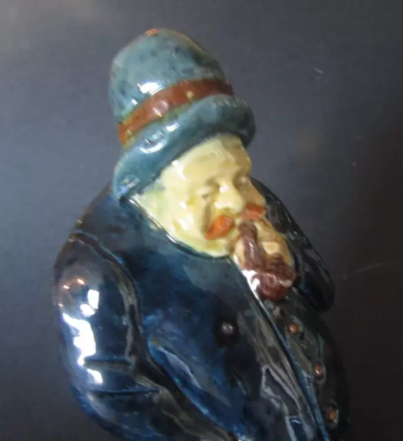 Ancienne figurine en poterie flamande, décor pêcheur, Oost-West Vlaams Aardewerk 2