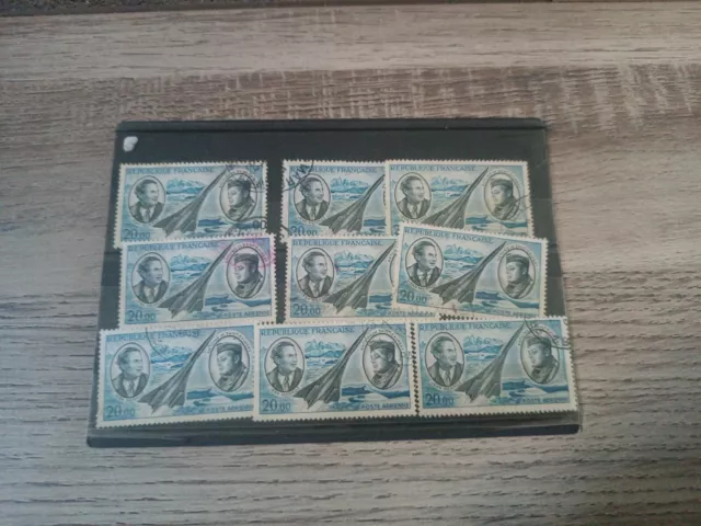 Lot De 9 Timbres Poste Aérienne République Française Antoine De St Exupéry