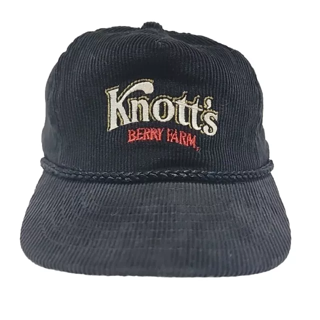 Knotts Berry Farm Black Corduroy Hat Cap snapback Vintage Youth Size