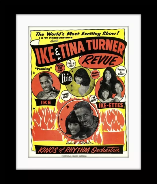 IKE and TINA TURNER Revue Concert Vintage style  Poster Mounted Framed FREE POST