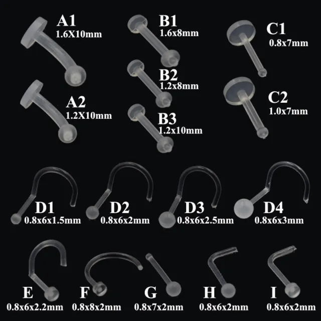 Bioplast Flexible Nose Lip Ring Labret Eyebrow Ring Belly Ring Body Piecing