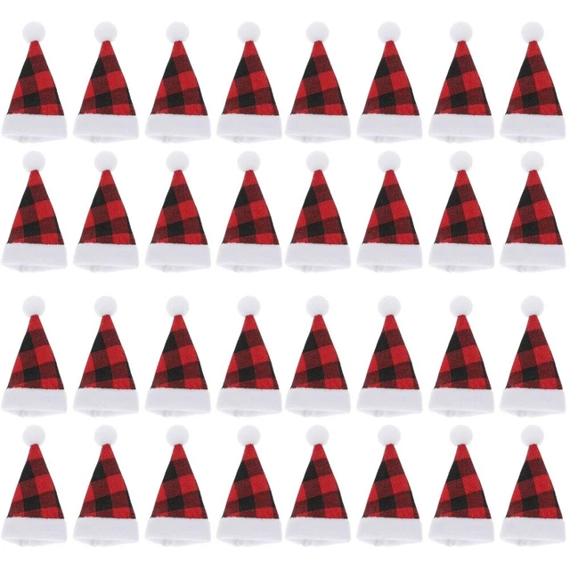32 PIEZAS Mini Santa Claus Sombreros Navidad Botellas de vino Sombrero Fiesta