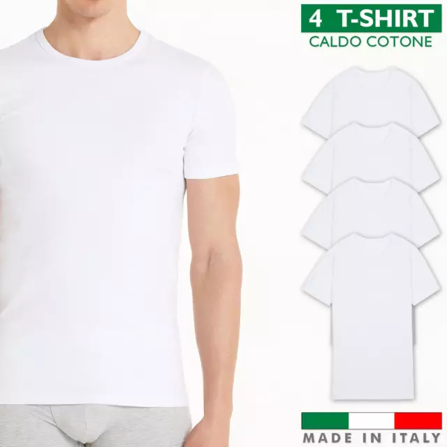 4 T-Shirt Caldo Cotone Uomo Maglia Intima Maniche Corte Girocollo VEQUE 2