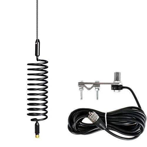 Long Orbitor CB Radio Antenna & 2 Bolt Mirror Bar Mount Kit Springer CB Radio