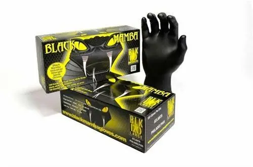 (2) BOXES , BLK-120 Black Mamba Large Nitrile Glove , 100 Per Box