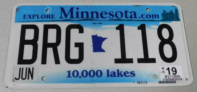 2019 Minnesota passenger car license plate