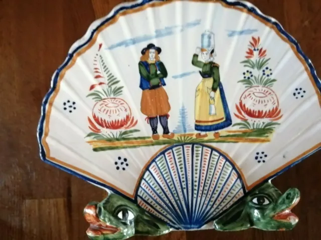 ancien vintage vase porte lettre jardiniere bouquetière faience quimper henriot
