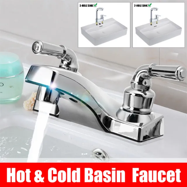 kitchen Bathroom Basin Sink Faucet Lavatory 2 Handles Vanity Mixer Tap Chrome