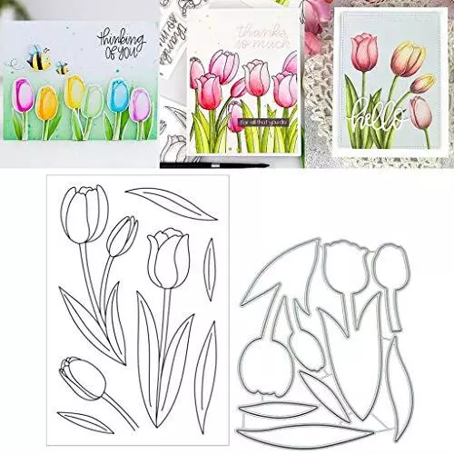 Tulip Silicone Clear Stamp and Die Sets for Card Making DIY Embossing Photo Alb