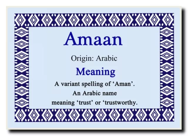 Amaan Personalised Name Meaning Jumbo Magnet