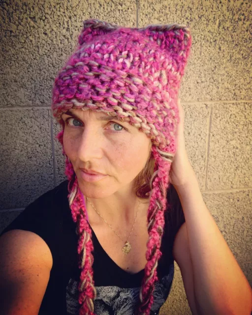 Hoodware Pink Pussy Hat Knit Handmade Women's March Beanie Cat Ear Purse bag