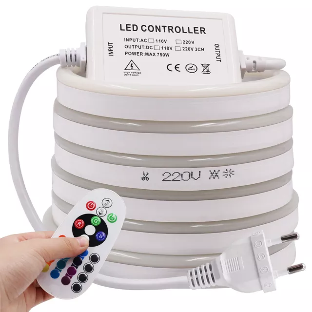 220V 230V RGB Neon LED Strip Streifen Flex Lichtschlauch Leiste Lichtband Außen