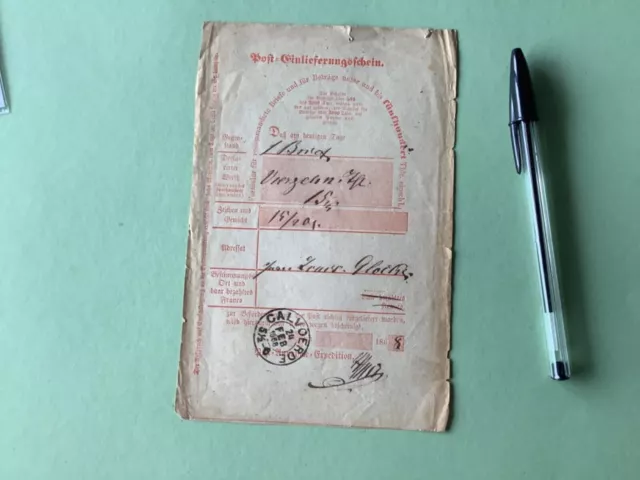 Germany Calvorde Saxony 1868 postal delivery note  Ref A1533