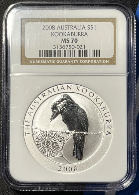 2008 Australia Kookaburra NGC MS70 VERY LOW POP RARE COIN