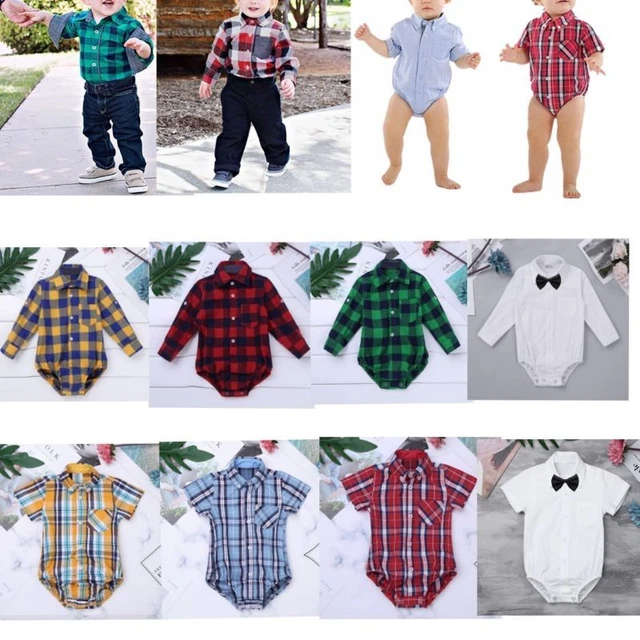 Camicia a quadretti bambini bambini ragazzi gentleman romper babbotto tuta camicia formale