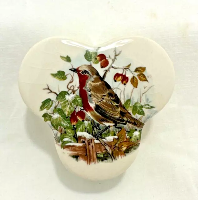 Vintage Royal Worcester Spode Bird Trinket Box Gold Trim Clover Leaf #2076