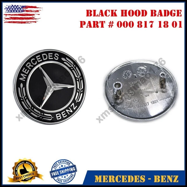 MERCEDESBENZ BLACK HOOD Emblem Laurel Wreath Flat Logo GT CLA SLK CLS