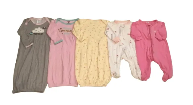 Baby Girl Sleeper Gown Lot 0-3 months Carters Gerber Floral