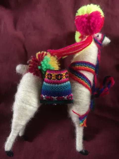 Saddled Llama Handmade w/ Googly Eyes, Alpaca & Acrylic Yarn  Satchel & Jug