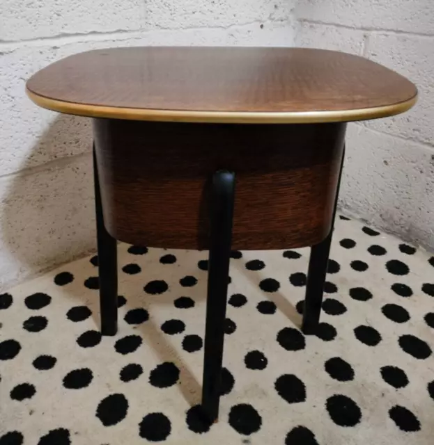 Vintage Wooden Sewing Box Table 3 Tier with Legs Mid Century