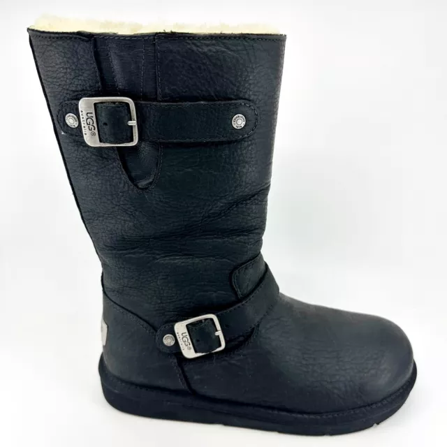UGG Kensington Black Womens Size 7 Leather Sheepskin Biker Boots 5678W BLK UGG Kensington Black Womens Size 7 Leather Sheepskin Biker Boots 5678W BLK