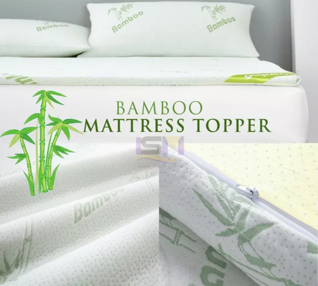 Quality BAMBOO MEMORY FOAM MATTRESS TOPPER 1" inch (2.5cm) & 2" inch (5cm)