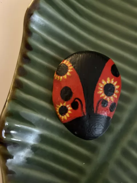 Hand Painted Sunflower Ladybird Rock By Lynette Lynette.