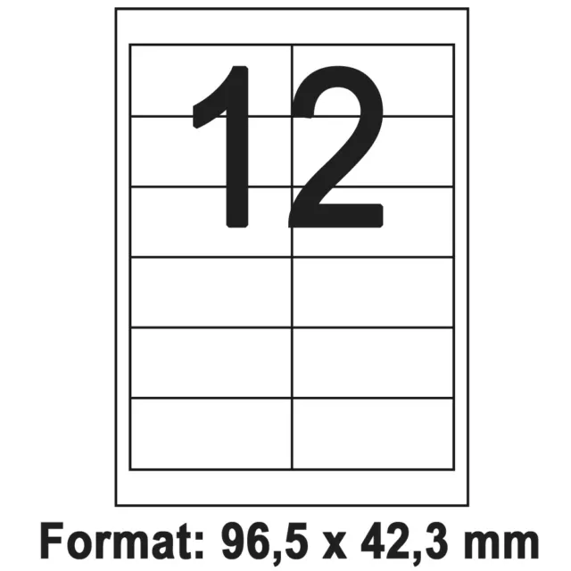 Etiketten Selbstklebend 96,5 x 42,3 mm 100 Blatt 1200 Stück Klebeetiketten